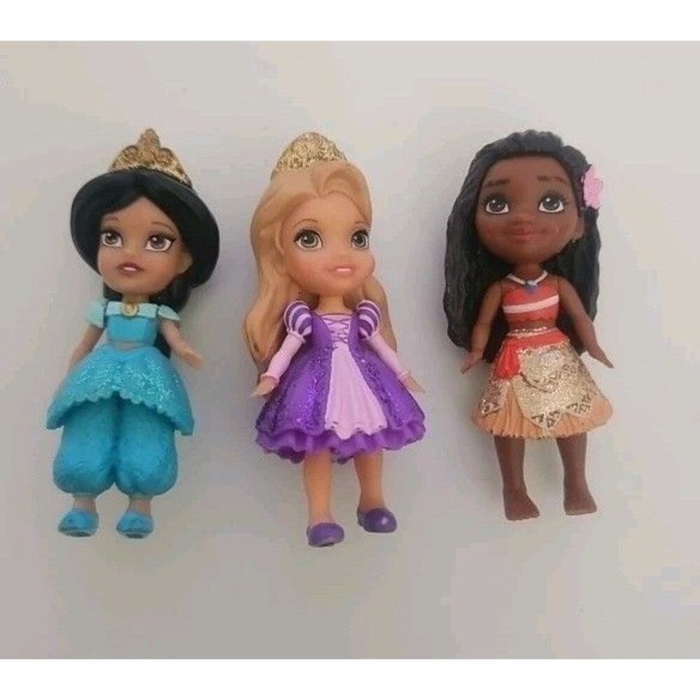 3 Disney First Toddler Princess 3” Mini Figure Dolls Lot Moana Elsa And Jasmin